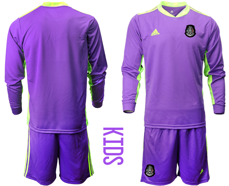 Youth 2020-2021 Season National team Mexico goalkeeper Long sleeve purple Soccer Jersey